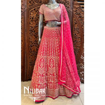 Hot Pink Georgette Casual Lehenga