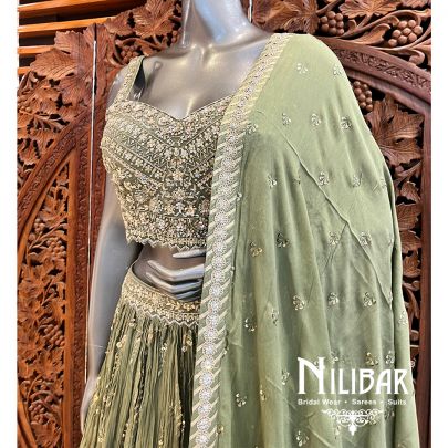 Olive Green Georgette Casual Lehenga