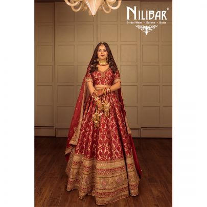 Red Silk Banarasi Embroidered Bridal Lehenga