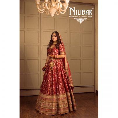 Red Silk Banarasi Embroidered Bridal Lehenga