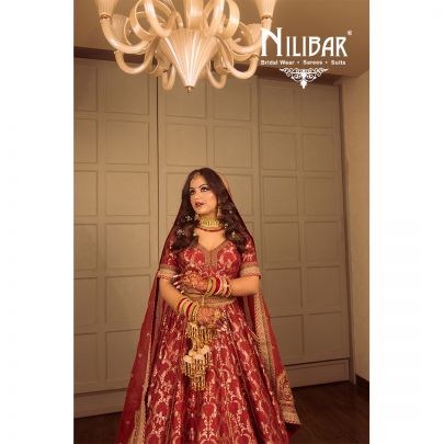 Red Silk Banarasi Embroidered Bridal Lehenga