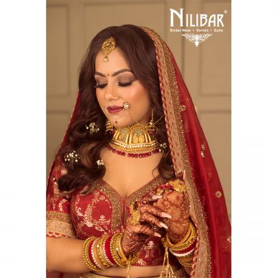 Red Silk Banarasi Embroidered Bridal Lehenga