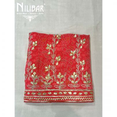 Punch Pink Crepe Unstitched Suit With Dupatta