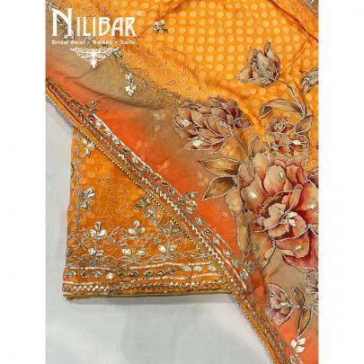 Butterscotch Crepe Unstitched Suit With Dupatta