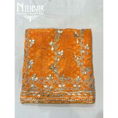 Butterscotch Crepe Unstitched Suit With Dupatta