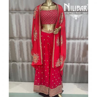 Magenta Georgette Jacket Style Suit