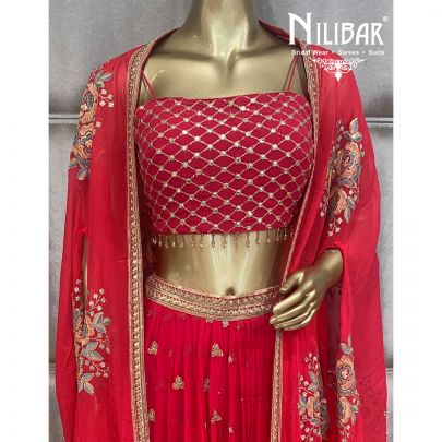 Magenta Georgette Jacket Style Suit