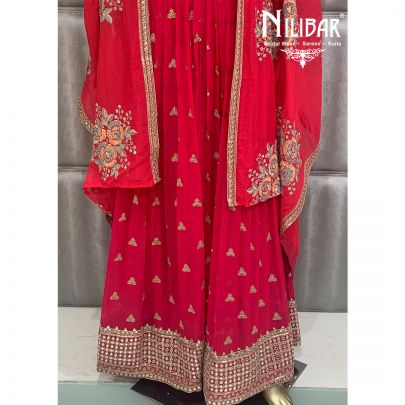 Magenta Georgette Jacket Style Suit