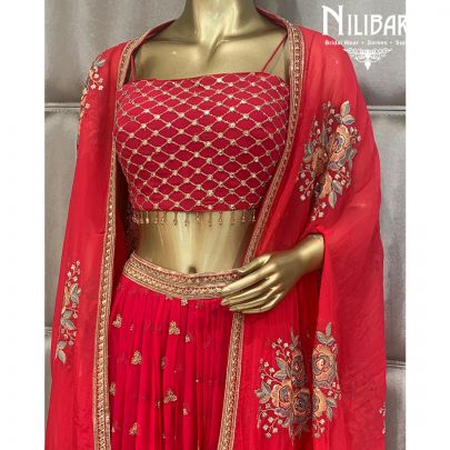 Magenta Georgette Jacket Style Suit