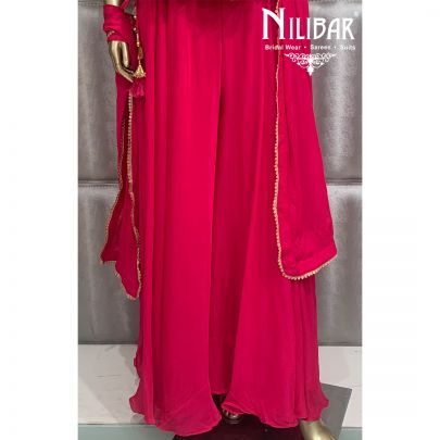 Magenta Chinon Palazzo Suit