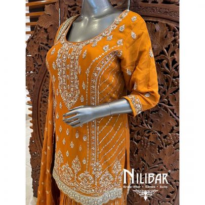 Orange Georgette Chinon Garara Suit
