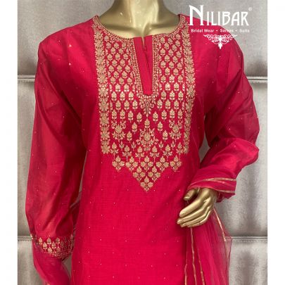 Magenta Pink Silk Sharara Suit