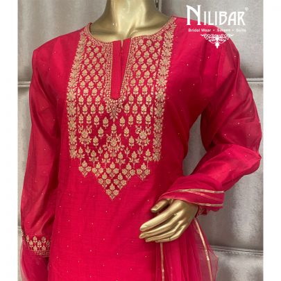 Magenta Pink Silk Sharara Suit