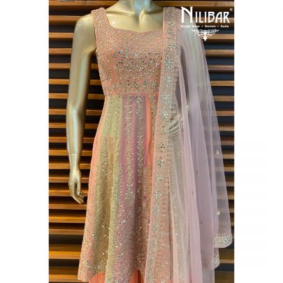 Peach Pink Georgette Garara Suit