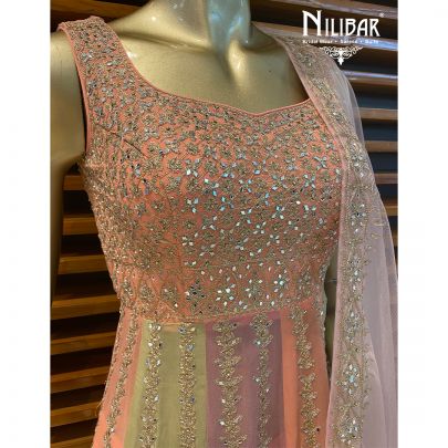 Peach Pink Georgette Garara Suit