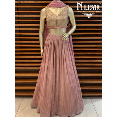 Thulian Pink Net Lehenga