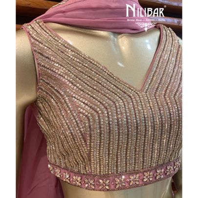 Thulian Pink Net Lehenga