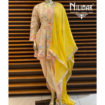 Fawn Silk Dhoti Suit