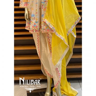 Fawn Silk Dhoti Suit