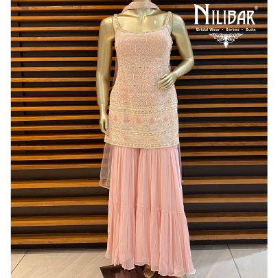 Powder Pink Georgette Sharara Suit