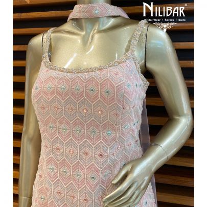 Powder Pink Georgette Sharara Suit