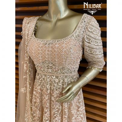 Coral Peach Net Garara Suit