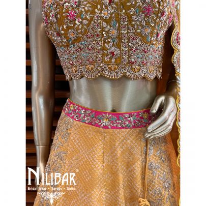Yellow Georgette and Organza Lehenga