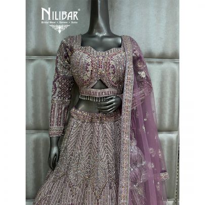 Purple Soft Net Lehenga