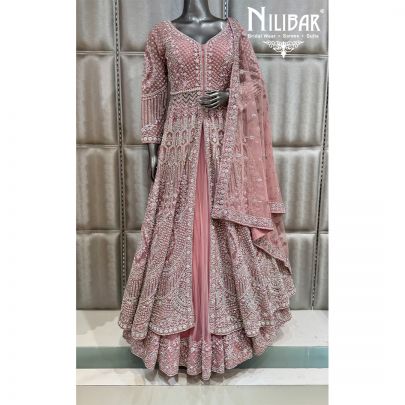 Onion Pink Soft Net Lehenga