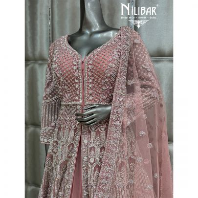 Onion Pink Soft Net Lehenga
