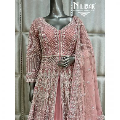 Onion Pink Soft Net Lehenga