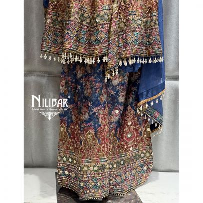Blue Crepe Printed Garara Suit