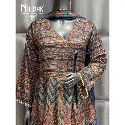 Blue Crepe Printed Garara Suit