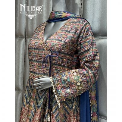 Blue Crepe Printed Garara Suit