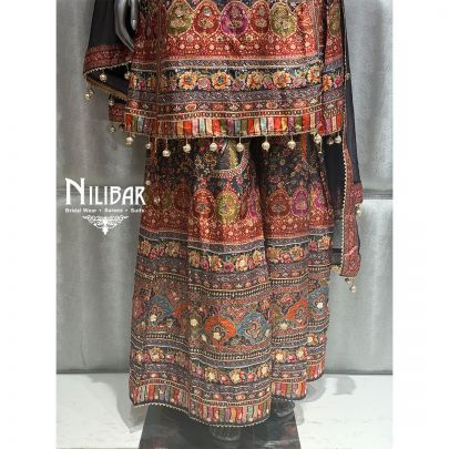 Black Crepe Printed Garara Suit