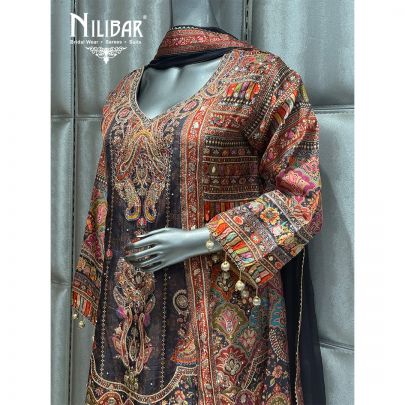 Black Crepe Printed Garara Suit