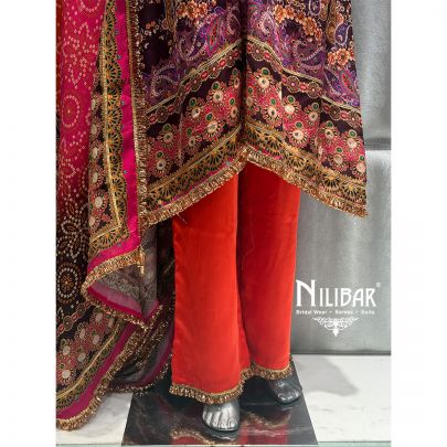 Pink Crepe Printed Bandhani Pant Suit