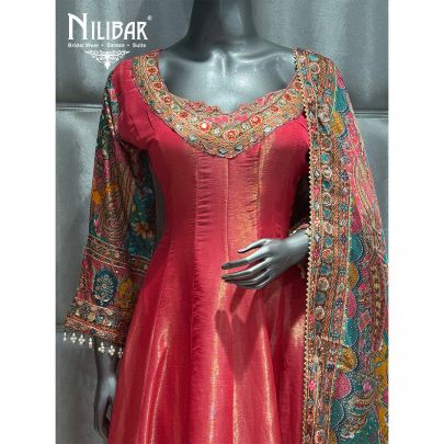 Pink Crepe Embroidered Palazzo Suit