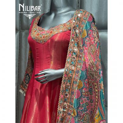 Pink Crepe Embroidered Palazzo Suit