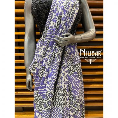 Black & Purple Chinon Drape Saree