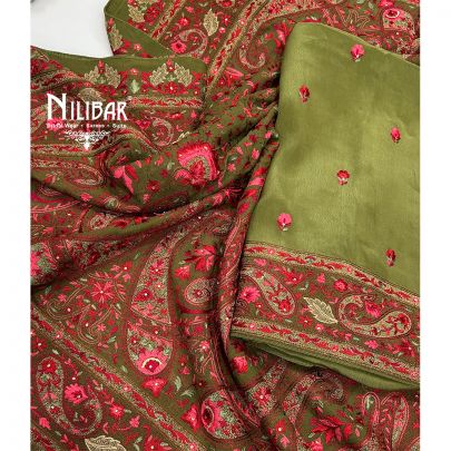 Mehandi Green Crepe Unstitched Suit