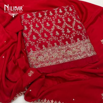 Red Crepe Unstitched Suit