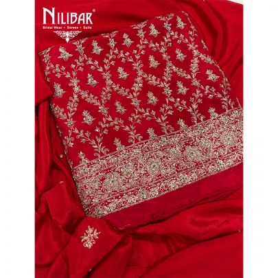 Red Crepe Unstitched Suit