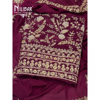 Wine Crepe Unstitched Suit