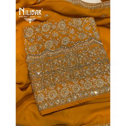 Mustard Crepe Unstitched Suit