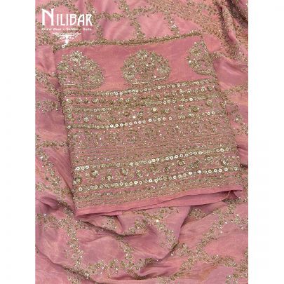 Pink Lamé Silk Unstitched Suit