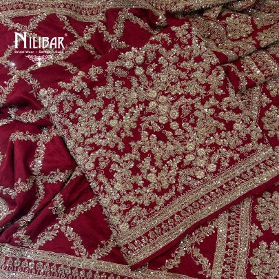 Maroon Red Silk Unstitched Suit
