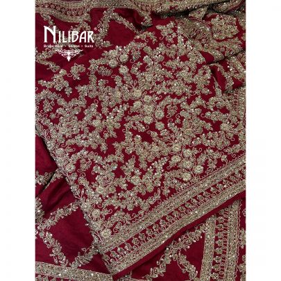 Maroon Red Silk Unstitched Suit