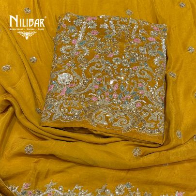 Mustard Crepe Unstitched Suit