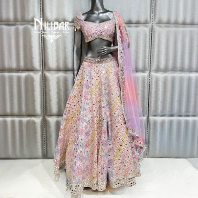 Multicolor Pastel Silk Lehenga